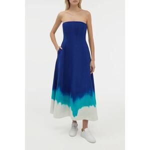 Gabriela Hearst Alessia Strapless Maxi Dress in Cobalt Multi 36 XS